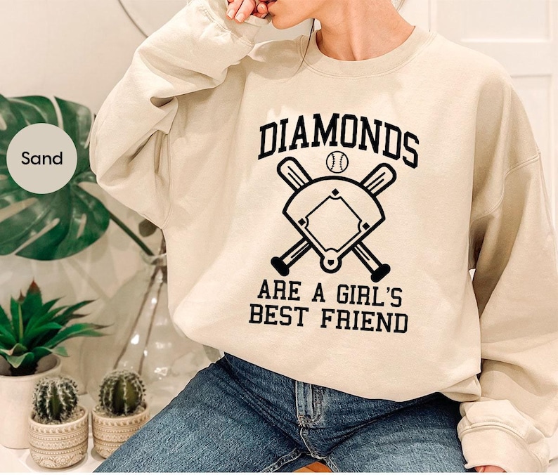 Baseball Shirt Women, Softball Shirts, Womans Cute Shirt, Baseball Shirts With Sayings, Cute Softball Tees, Diamonds Are A Girls Best Friend image 3