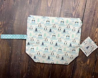 Holiday Project Bag-10x10-Medium-Penguins