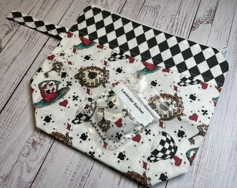 Alice Hearts and clocks with diamonds Project Bag - Approx. 10 x 10