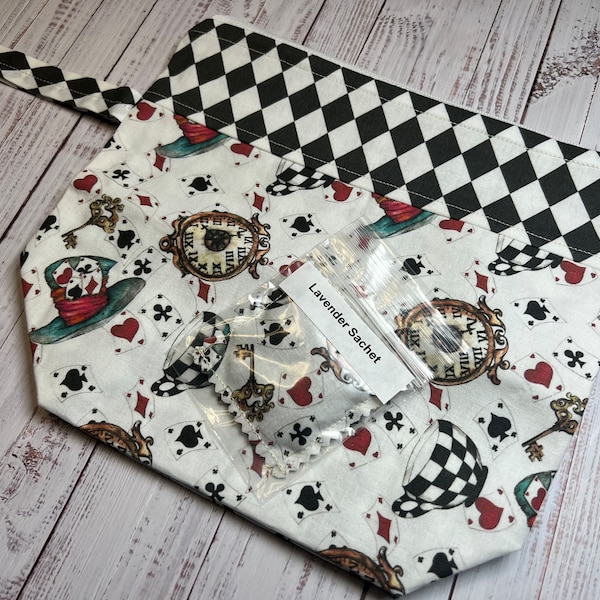 Alice Hearts and clocks with diamonds Project Bag - Approx. 10 x 10