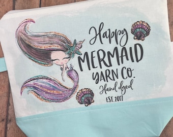 Happy Mermaid Yarn Project Bag Medium Size approx. 10 x 10