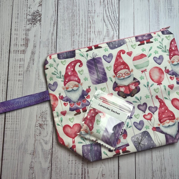 Valentine Gnome Party- 10x10 zipper Project Bag