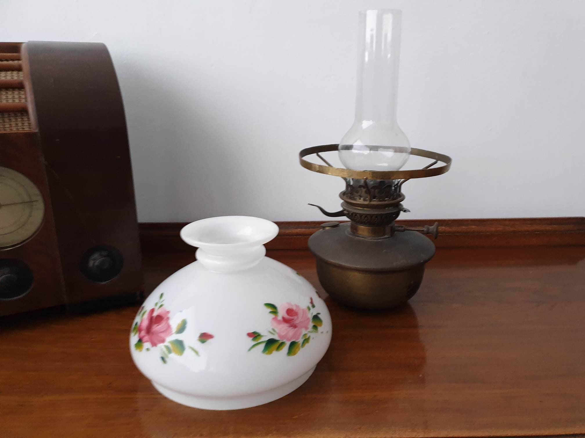 Vintage Oil/Paraffin Lamp With Floral Design Etsy