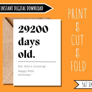 80th Birthday Card | 80th Birthday Gifts for Women | 80th Birthday Gift for Men | 80th Birthday Card for Women | Funny 80th Birthday Card