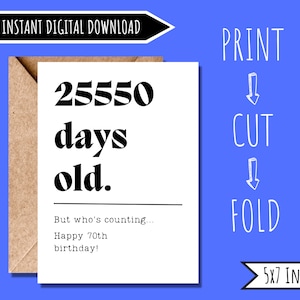 70th Birthday Card | Funny Birthday Card for Him | Funny Birthday Card for Her | Funny Birthday card For Friend | 70 Birthday Gift | Digital