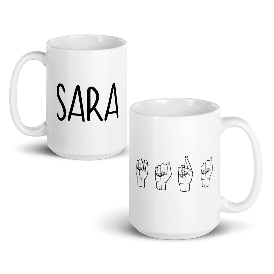 CUSTOM ASL Gift Coffee Mug Personalizable Name Mug Sign Language Gift