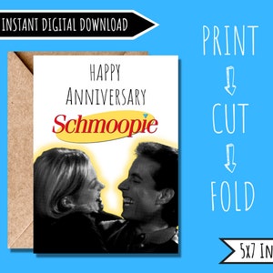 Cartão de aniversário de Seinfeld para impressão | Schmoopie | Presente Seinfeld | Cartão de aniversário engraçado | Cartão digital de aniversário