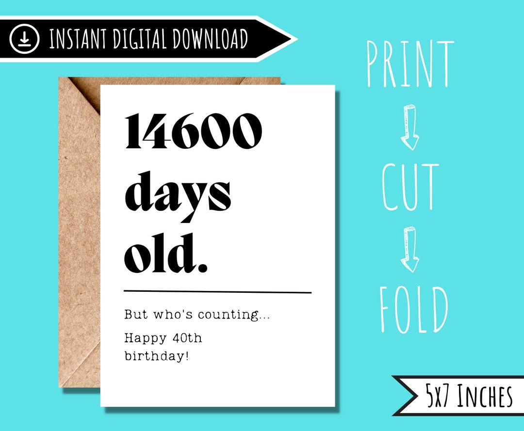 40th Birthday Card Funny Birthday Card for Him Funny Birthday Card for ...