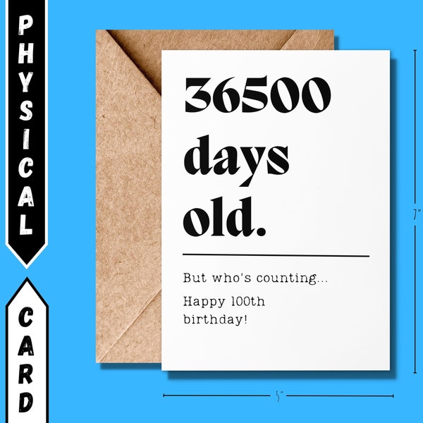 100th Birthday Card | 100th Birthday Gift | Funny Birthday Card for Him | Husband Birthday Card | Great Grandma Gift | Simple Birthday Card