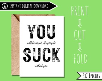 Coworker Leaving Card | Coworker Leaving Gift | Gift for Leaving Coworker | New Job Card |Coworker Goodbye | This Place Sucks | Snarky Humor