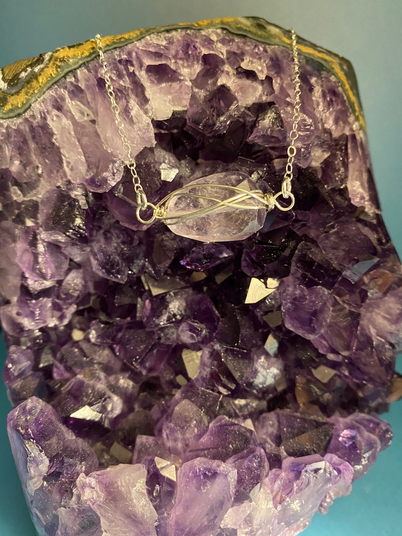 Sterling Silver Birthday Gift Genuine Amethyst Necklace February Birthstone Necklace Rough Crystal Necklace Dainty Silver Necklace