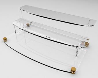3-Tier Acrylic Display Stand: Retail Riser Shelf with Standoffs