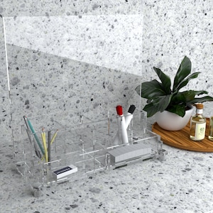 Acrylic Dry Erase Board with Pen Holder: Freestanding Tabletop Display