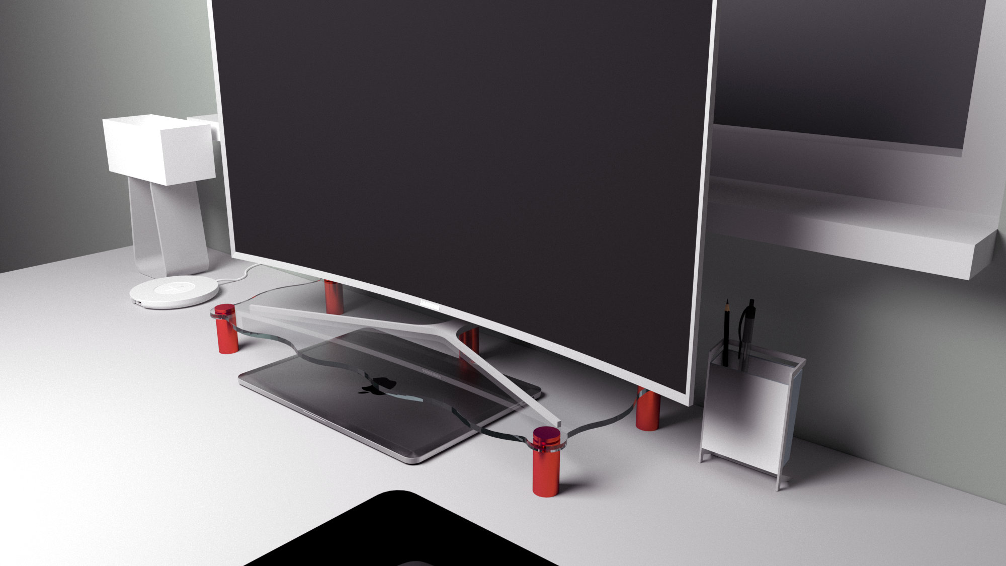 Acrylic Monitor Riser: Wide Desk Stand With Under Storage - Etsy