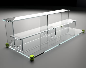Multiple Width 3-Tier Acrylic Display Stand Riser – Wide Shelf Organizer for Home & Office Décor, Retail Displays, and Events