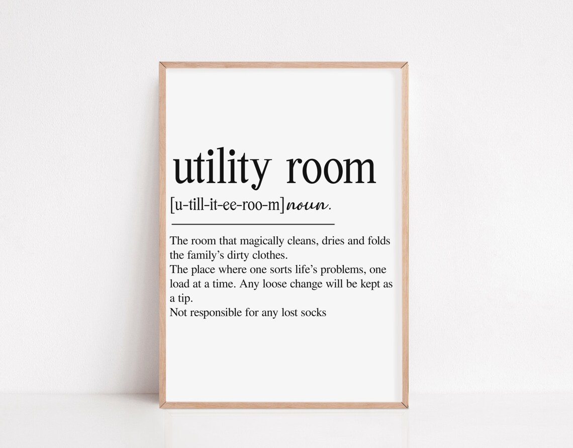Utility Room Print Utility Room Definition Sign Home Wall Etsy UK