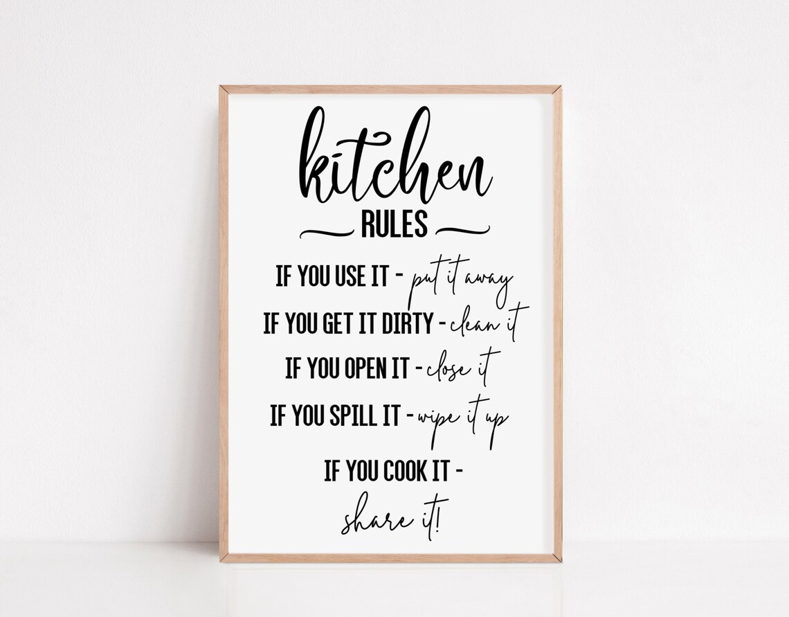 Kitchen Rules Sign Kitchen Rules Art Print Kitchen Funny Etsy UK