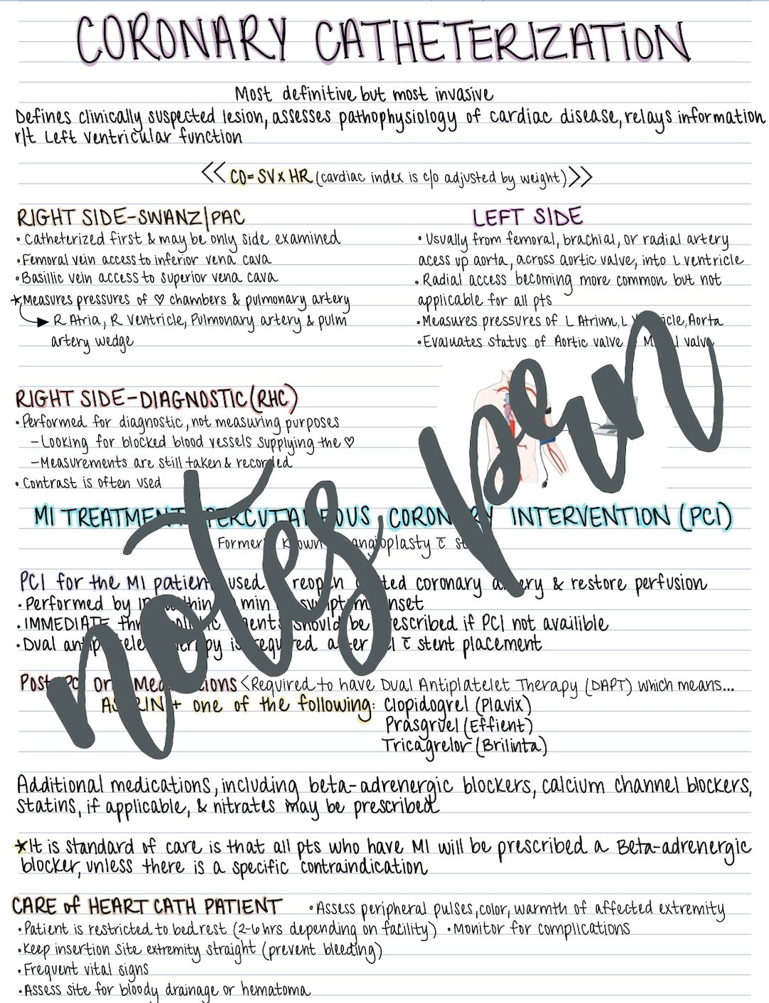 Nursing Notescoronary Catheterization Etsy