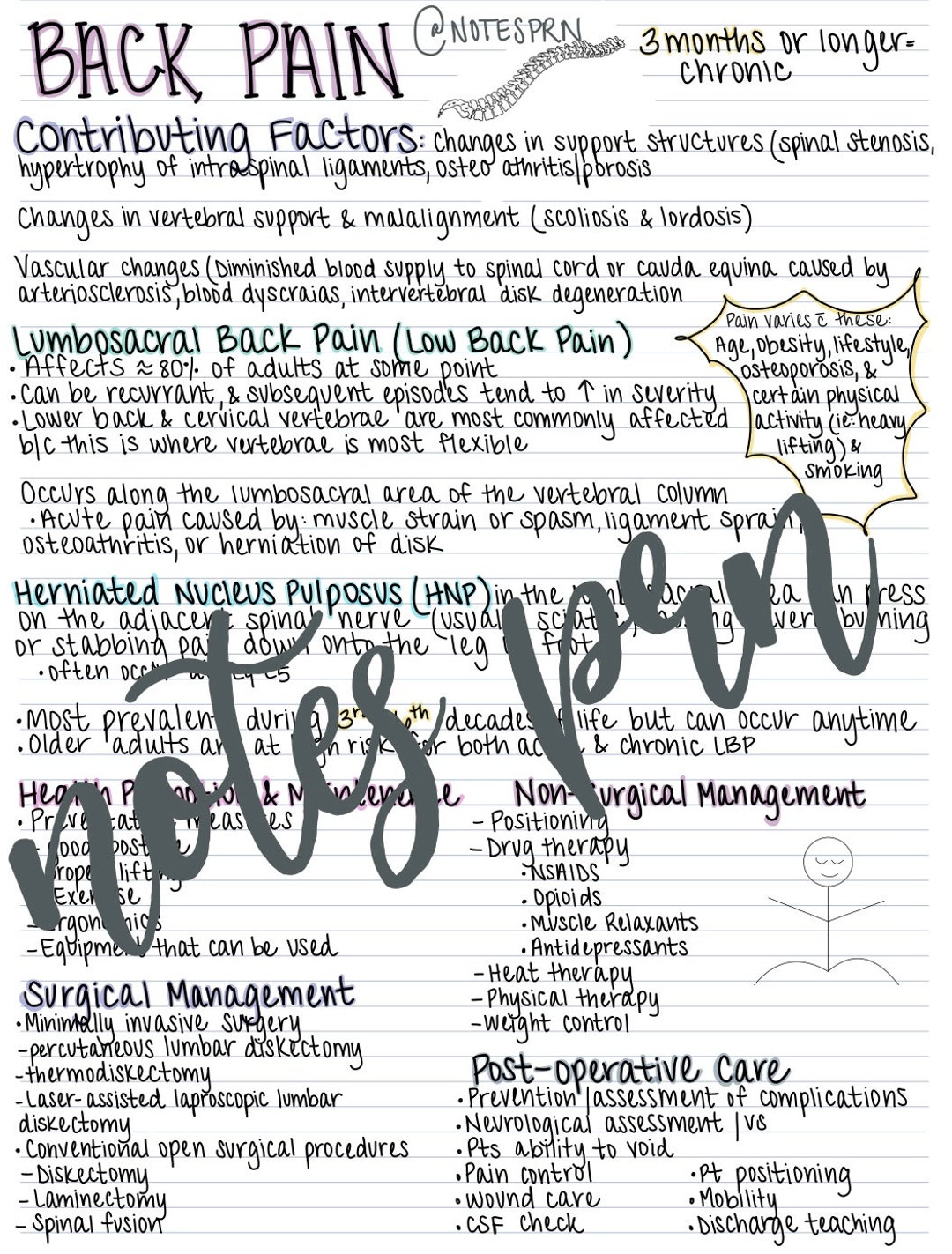 Nursing Notes-back Pain - Etsy