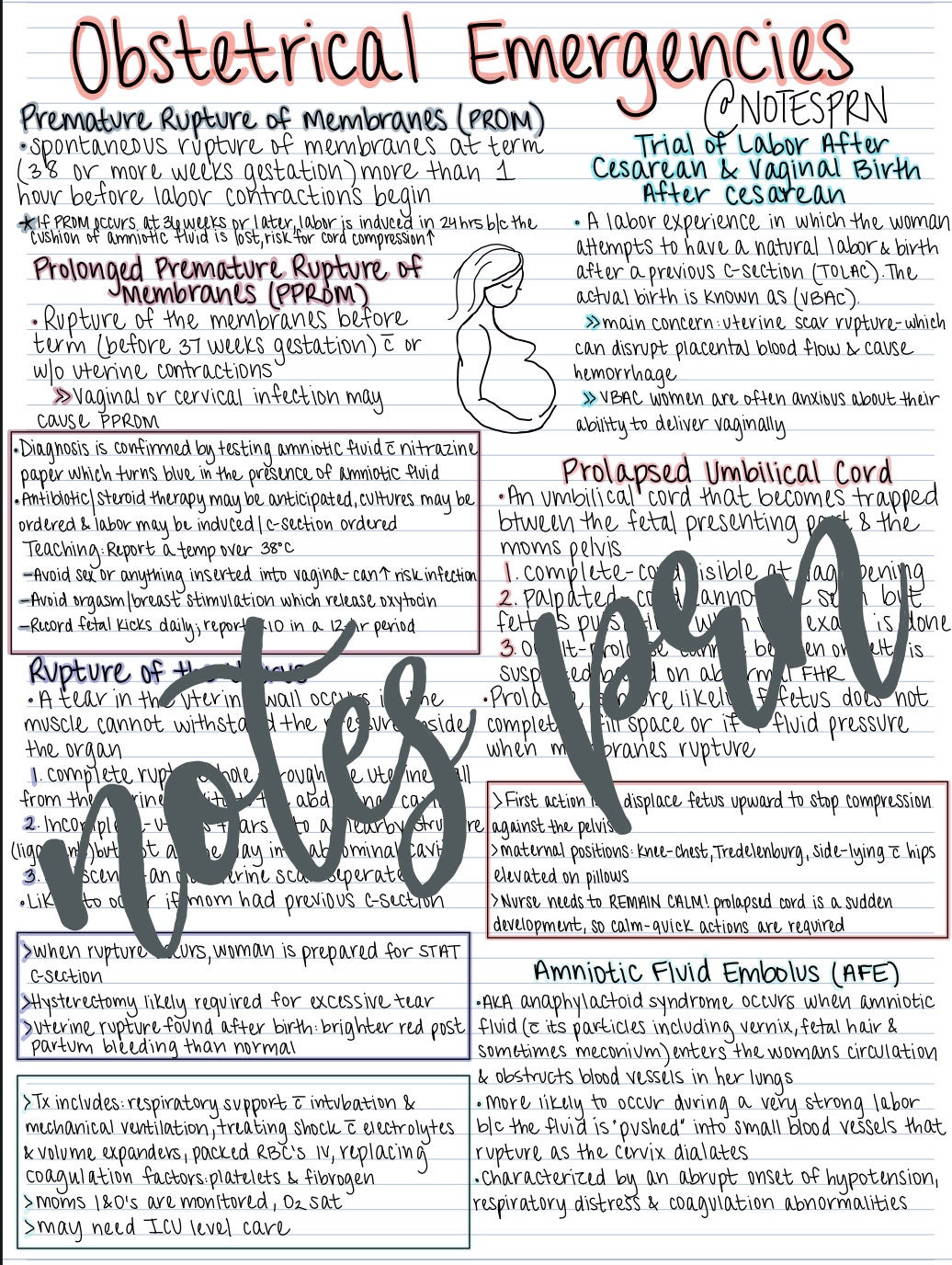 Ob Emergencies Emt Notes.pdf Nursing Notes-obstetrical Emergencies - Etsy