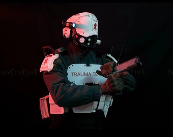 Cyberpunk Trauma Team Helment,Shoulder armor and chest gear,Cosplay Props,Cyberpunk Cosplay,Birthday gift