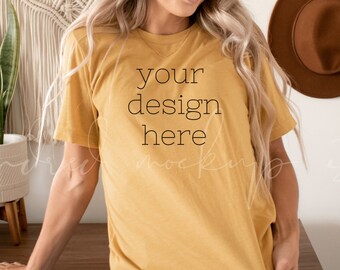 Bella Canvas Heather Mustard Mockup Fall T Shirt Mockup 3001 Fall Flat ...