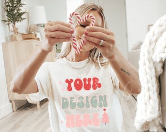 Ivory Comfort Colors 1717 T-Shirt Mockup| Christmas Mockup| Comfort Colors T-shirt Mockup