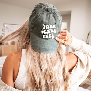 SP 500 Forest Pigment Dyed Cap Mockup| Dad Hat Mockup| Baseball Hat Mockup| Cap Mockups