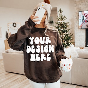 18000 Dark Chocolate Sweatshirt Mockup| Christmas Mockup| Holiday Mockup