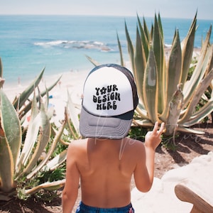 Toddler Black Foam Cap Mockup| Otto Cap Mockup| Beach Mockup| Trucker Cap Mockup