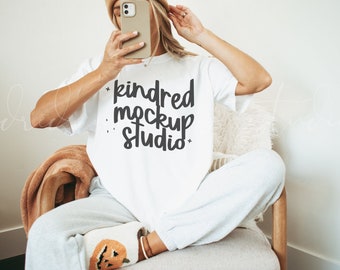 Weißes Comfort Colors 1717 T-Shirt Mockup| Übergroßes Mockup | Komfortfarben T-Shirt Mockup | Herbst Mockup| Halloween Mockup | Trendiges Mockup