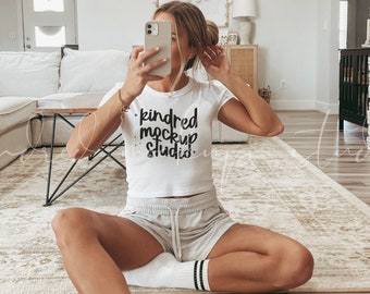Bella Canvas Baby Tee Mockup| White Bella Canvas 1010 Mockup| Baby Tee Mockup| Crop Top Mockup| White Cropped Tee Mockup
