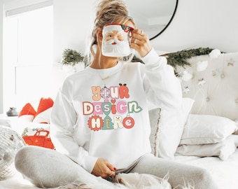 Gildan 18000 Mockup White| Christmas Mockup| Gildan Mockup| Sweatshirt Mockup