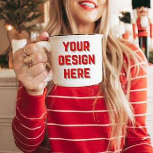 Mockup för lägereldsmugg | Mockup för julmugg | Mockup för spräcklig lägereldsmugg bild 1