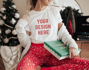 Bella Canvas 3001 White Shirt Mockup| Christmas Mockups| White Shirt Mockups| Holiday Mockup