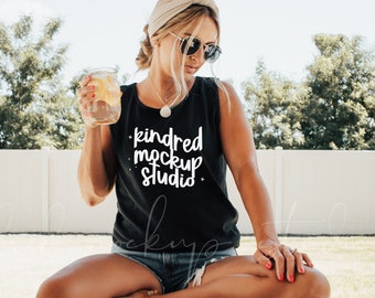 Comfort Colors 9360 Tank Top| Black 9360 Comfort Colors Tank Top| Tank Top Mockup| Summer Mockup| Comfort Colors Mockup