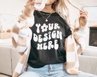 Bella Canvas Mockup| Bella Canvas Black 3001 Mockup| Black T-shirt Mockup| Trendy Shirt Mockup| Bella & Canvas Mockup