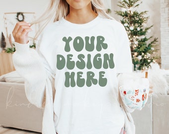 Christmas Mockup| Comfort Colors 1717 White Mockup| Holiday Mockup