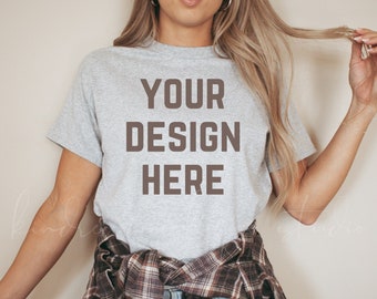 Gildan 5000 Sport Grey Mockup| Gildan Mockups| Grey Shirt Mockup