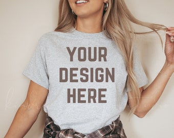 Gildan 5000 Sport Grey Mockup| Gildan Mockups| Grey Shirt Mockup