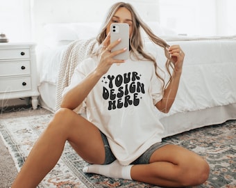 Maqueta de camiseta Ivory Comfort Colors 1717/ Maqueta de camiseta Comfort Colors/ Maqueta de camisa de gran tamaño