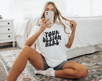 White Comfort Colors 1717 T-Shirt Mockup| Oversized Mockup| Comfort Colors T-shirt Mockup