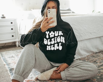 Gildan 18500 Hoodie Mockup| G185 Black Mockup| Gildan 18500 Hoodie Sweatshirt Mockup| Hooded Sweatshirt Mockup