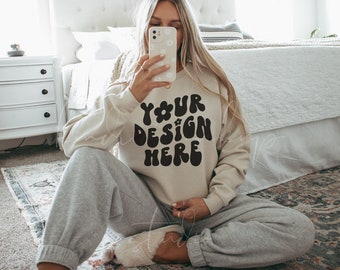 Gildan 18000 Mockup| Gildan 18000 Sand Mockup| Gildan Mockups| Cozy Mockup| Trendy Mockup