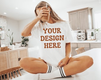 White Comfort Colors 1717 T-Shirt Mockup| Oversized Mockup| Comfort Colors T-shirt Mockup
