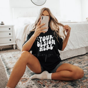 Bella Leinwand Mockup | Black Bella Canvas 3001 Mockup | Bella & Canvas T-Shirt Mockup | POD Modell | Druck auf Bestellung