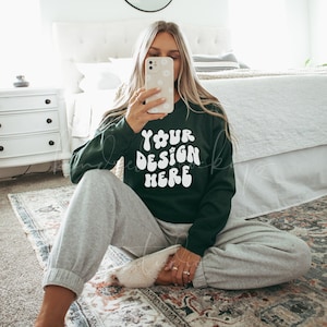 Forest Gildan 18000 Mockup| Gildan 18000 Mockup| Green Sweatshirt Mockup| Forest Green Mockup