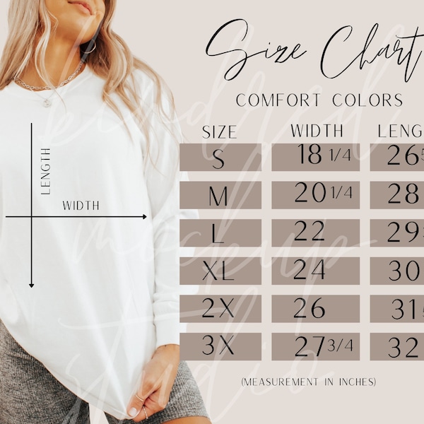 Comfort Colors 6014 Size Chart| Comfort Colors Long Sleeve Sizing Chart