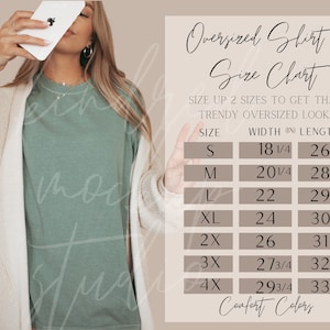 Oversized Comfort Colors 1717 Size Chart| Comfort Colors Size Chart