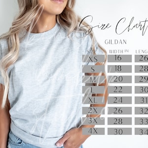 Gildan 64000 Size Chart| Size Chart for Gildan | Size Chart Mockup